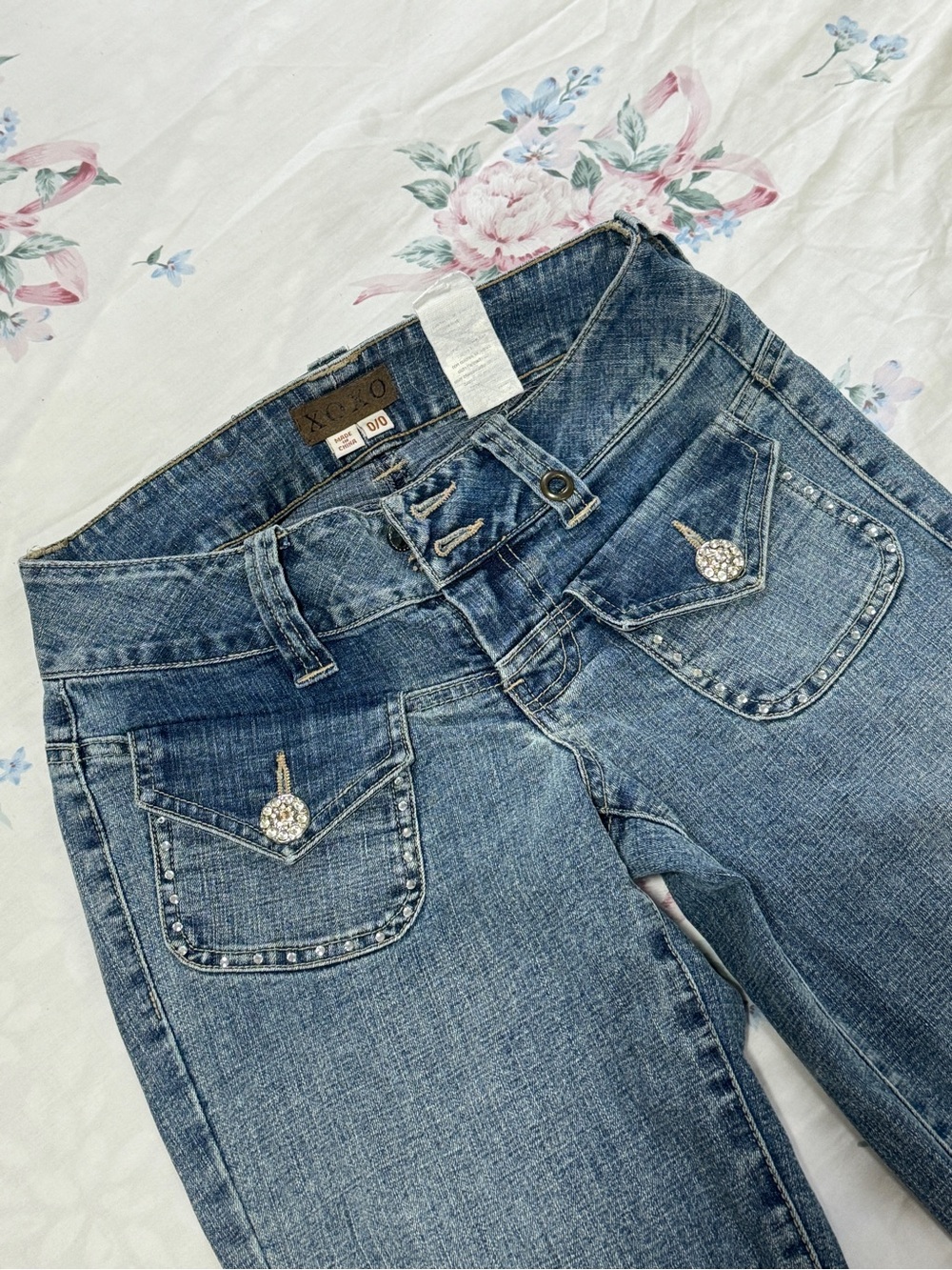 Vintage Y2K XOXO Embellished Rhinestone Denim Jeans Size 0